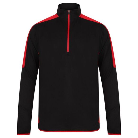 Finden & Hales Mens Contrast Panel Quarter Zip Midlayer / Black/Red - Picture 1 of 1